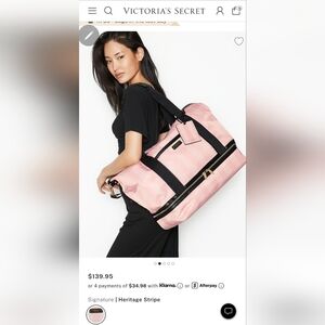 Victoria's Secret Heritage Stripe Pink Travel Bag